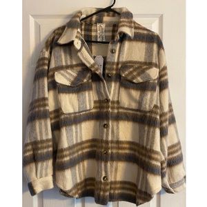 Vici Soft Plaid Button Down Shacket
